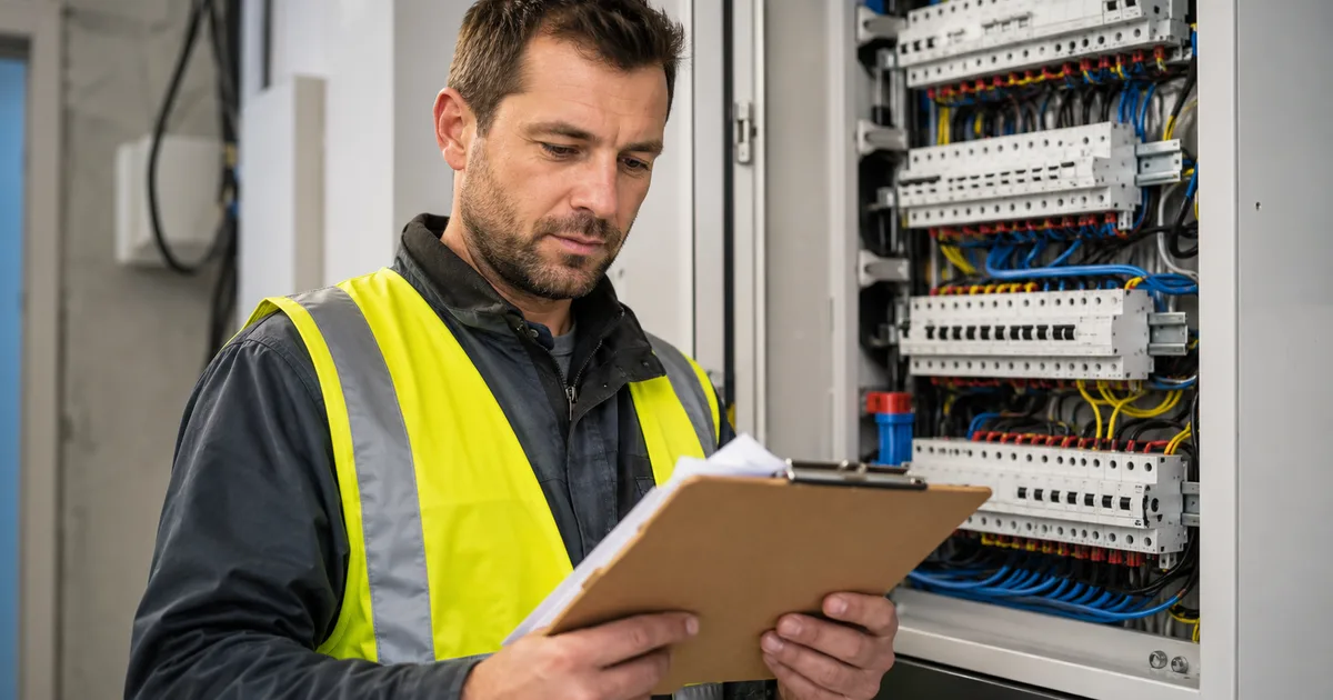 Électricien artisan préparant un devis sur un chantier