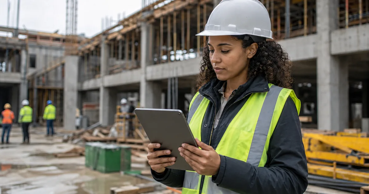 Artisan BTP etablissant une facture de situation travaux sur chantier